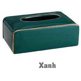 Hộp đựng giấy ăn HCN bằng sứ màu xanh/trắng