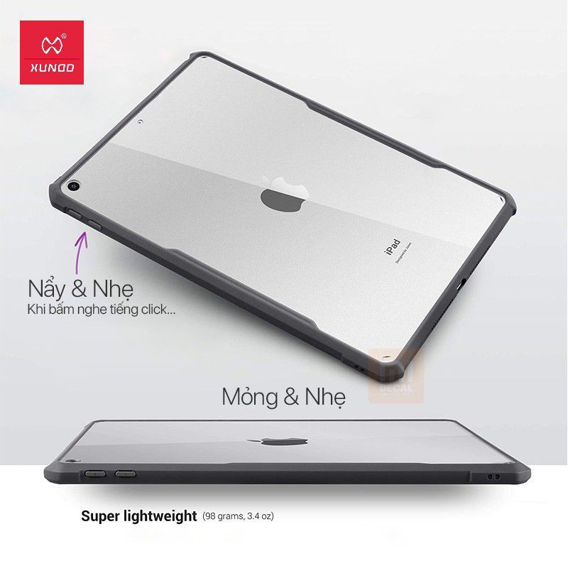 Ốp lưng iPad pro 11 inch 2021 /9.7 2018/ 10.2/ pro 11 2020/ 12.9 2020 XUNDD Beatle Series viền nhựa trong suốt chống sốc | BigBuy360 - bigbuy360.vn