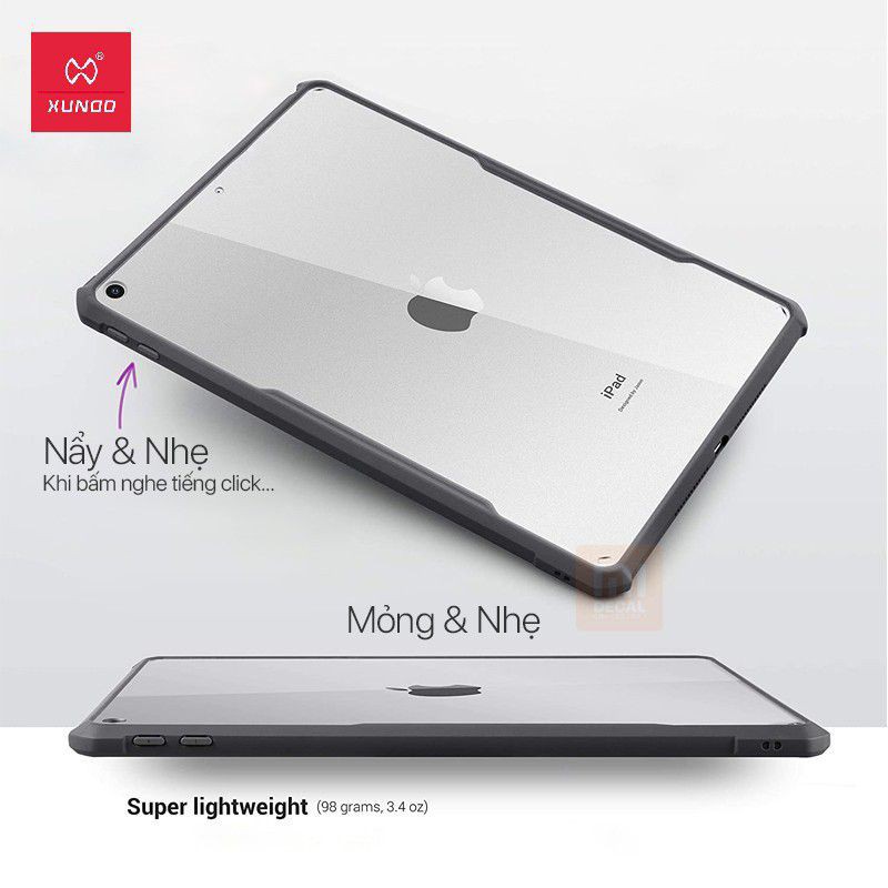 Ốp lưng iPad pro 11 inch 2021 /9.7 2018/ 10.2/ pro 11 2020/ 12.9 2020 XUNDD Beatle Series viền nhựa trong suốt chống sốc