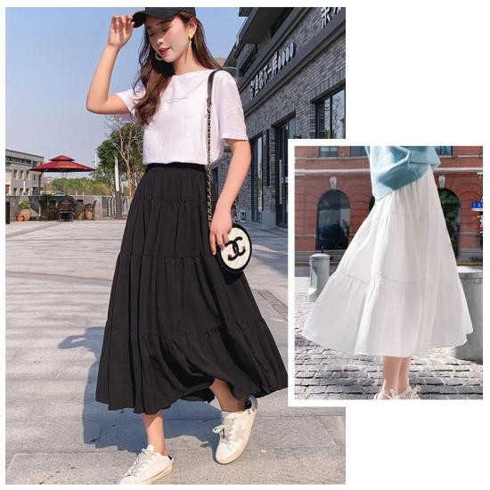 Chân váy dài tầng midi đen trắng JEESSE SKIRT | BigBuy360 - bigbuy360.vn