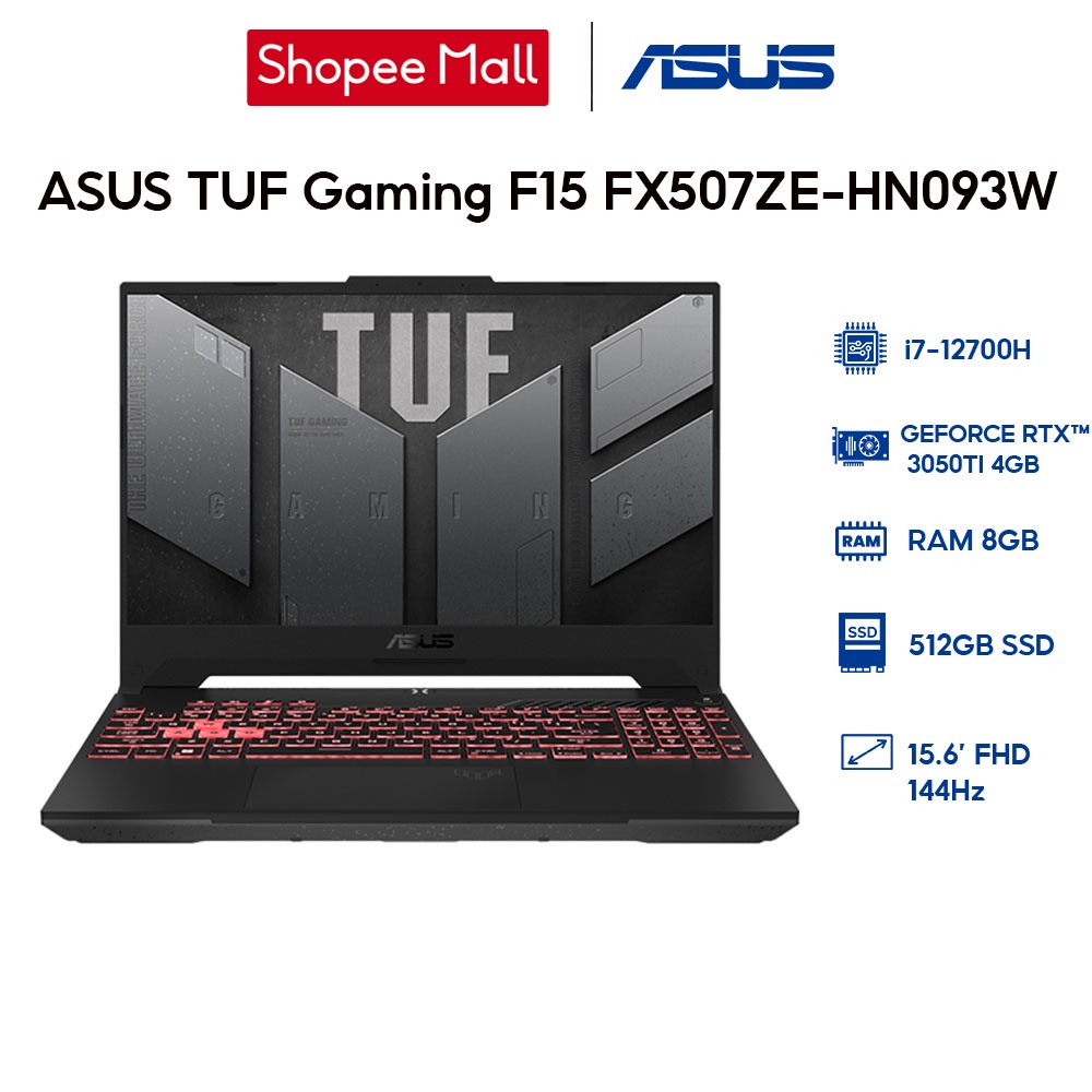 Laptop ASUS TUF Gaming F15 FX507ZE-HN093W i7-12700H | 8GB | 512GB |GeForce RTX 3050Ti 4GB