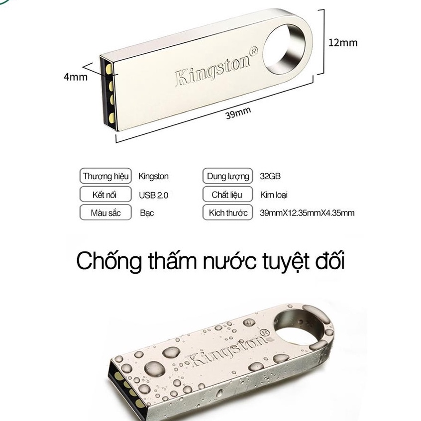 Usb Kingston 128gb SE9 tốc độ 2.0 nhỏ gọn, vỏ kim loại, chuyên dùng để lưu trữ, hỗ trợ cài win