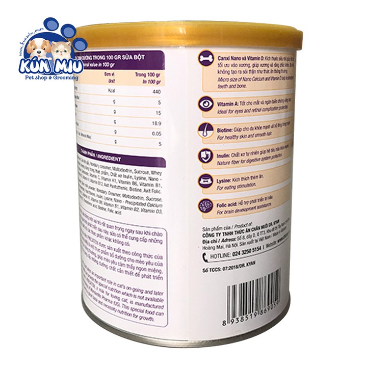 Sữa bột cho mèo Dr.Kyan Precaten hộp 400gr cung cấp dinh dưỡng cho mèo