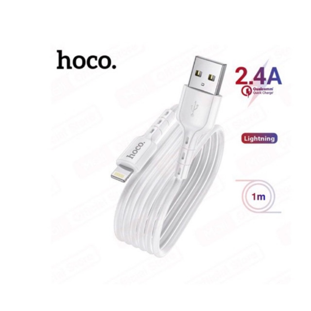 Cáp sạc nhanh và truyền dữ liệu Hoco DU01 USB to Lightning sạc nhanh 2.4A, dây dẻo, đầu sạc chống đứt dài 100cm