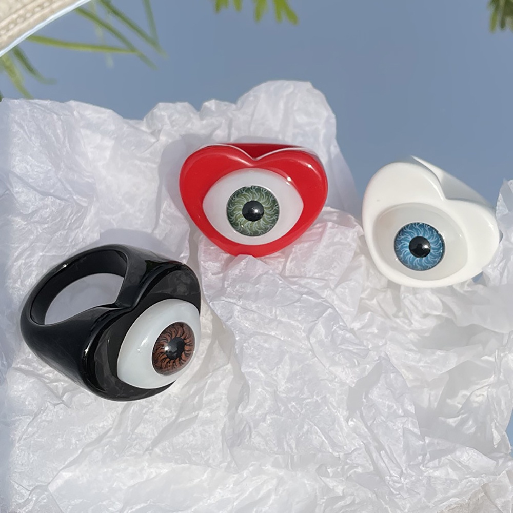 Nhẫn TAYLOR1 hình mắt quỷ màu kẹo phong cách Gothic punk sáng tạo cho nữ