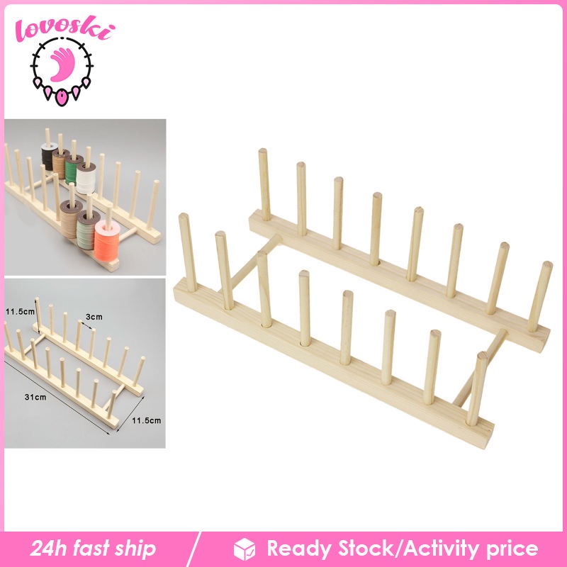Khay Gỗ Đựng Dụng Cụ May Vá 8 / 16 Lỗ Tiện Dụng