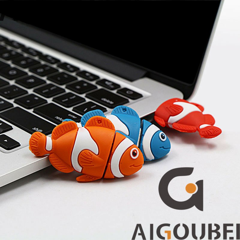 USB 2.0 silicon hình cá hề 3 màu sáng tạo dễ thương size nhỏ di động 1GB 2GB 4GB 8GB 16GB 32GB 64GB 128GB cho laptop