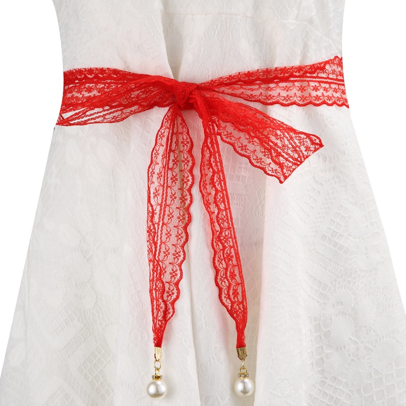 Đai váy ren gắn ngọc, dây lưng nữ thắt nơ