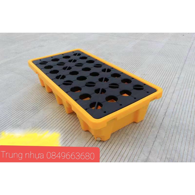 Pallet nhựa chống tràn đựng 2 phuy