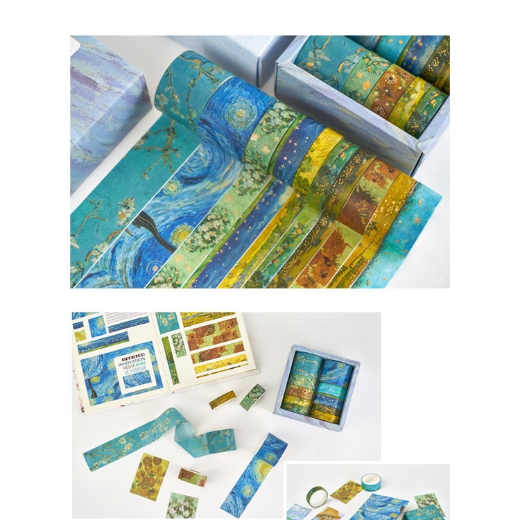 Băng Dính Washi Van Gogh Chủ Đề Dài 3m Dán Nhãn Trang Trí Sổ Tay Bullet Journal Quà Tặng Cá Tính Nghệ Thuật