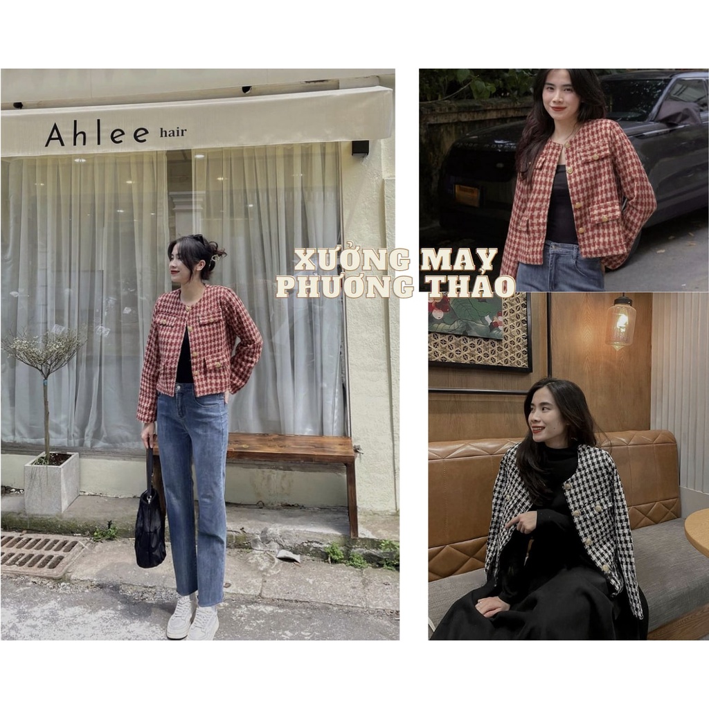 Áo khoác dạ mỏng ziczac 3d XƯỞNG MAY PHƯƠNG THẢO - Áo khoác kiểu dáng croptop tiểu thư ulzzang