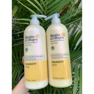 Cặp gội xả Biotin & Collagen Voudioty 1000ml mẫu mới