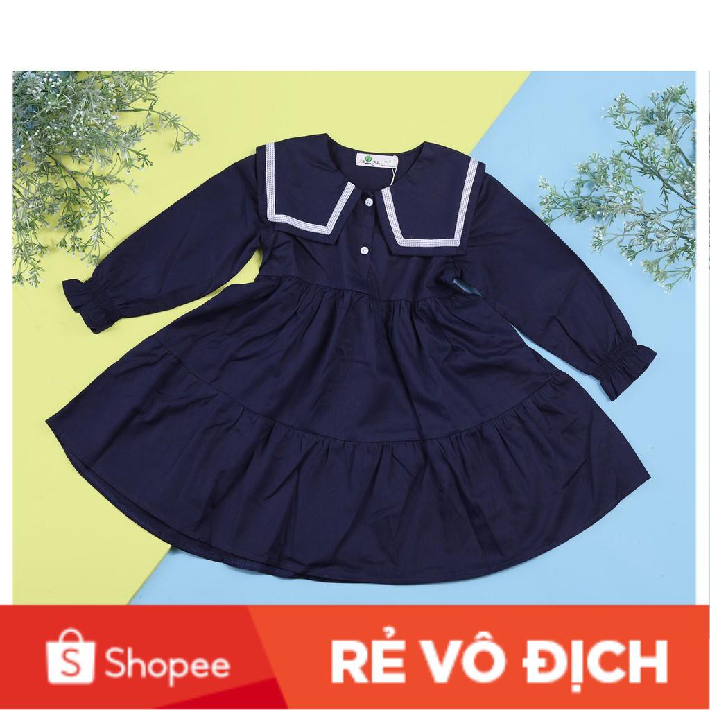 Váy thô dài tay  viền cổ, tay dúm bé gái size 6-10T, cho bạn 24-35kg . Chất thô siêu đep, kiểu dáng hiện đại