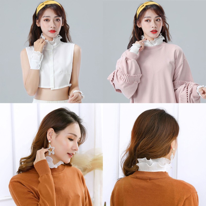 Cổ Áo Sơ Mi Giả Hai Lớp Chất Liệu Chiffon Thời Trang Nữ