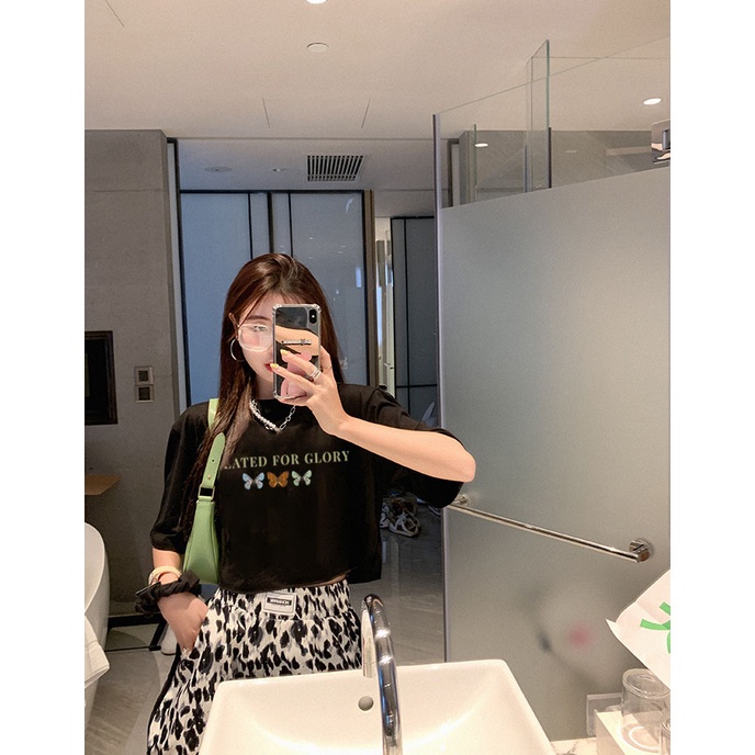 Áo Thun Crotop Form Rộng Unisex Tay Ngắn Chất Cotton Mềm Mại In Chữ CREATED FOR GLORY Ulzzang Style Hàn Quốc TTT0186