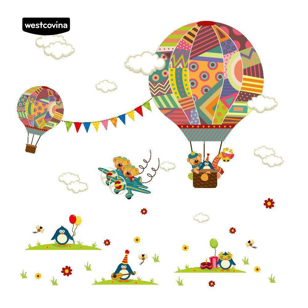 Miếng dán tường trang trí hình những khinh khí cầu dễ thương