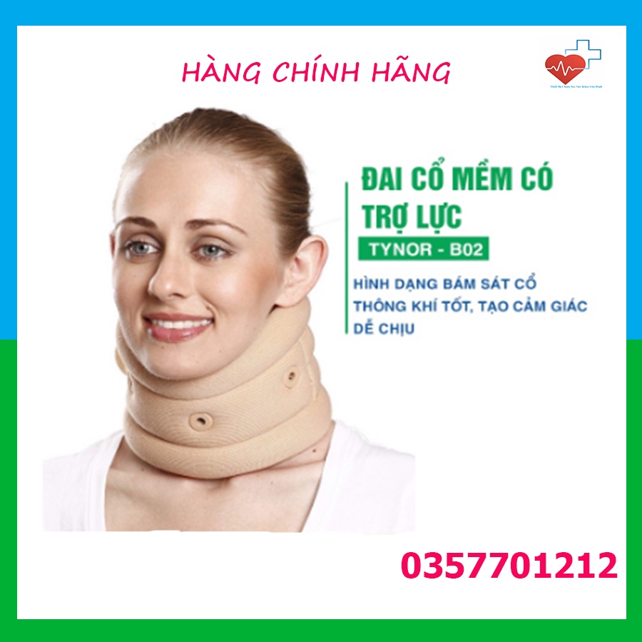 Đai cổ mềm có trợ lực Tynor B02 | nẹp cổ chất liệu bọt PU mềm mang lại sự thoải mái - Hàng chính hãng
