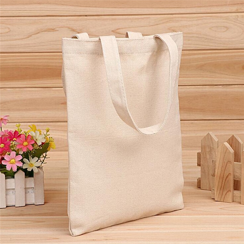 Túi tote chất liệu cotton canvas màu trắng kem phong cách Hàn Quốc