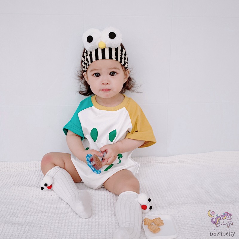 Bộ Áo Liền Quần Ngắn Tay Hình Mặt Cười Cho Bé Trai Và Bé Gái