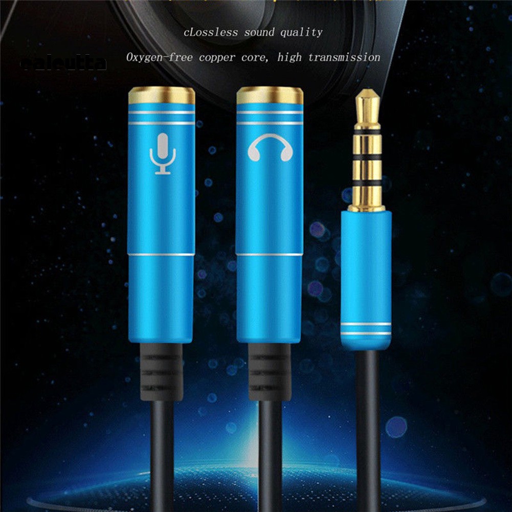 ✡COD✡3.5mm Jack Stereo Headphone Mic Audio Y Splitter Extension Adapter Cable Cord