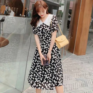 Váy cúc họa mi cổ phối trắng - VBEO277