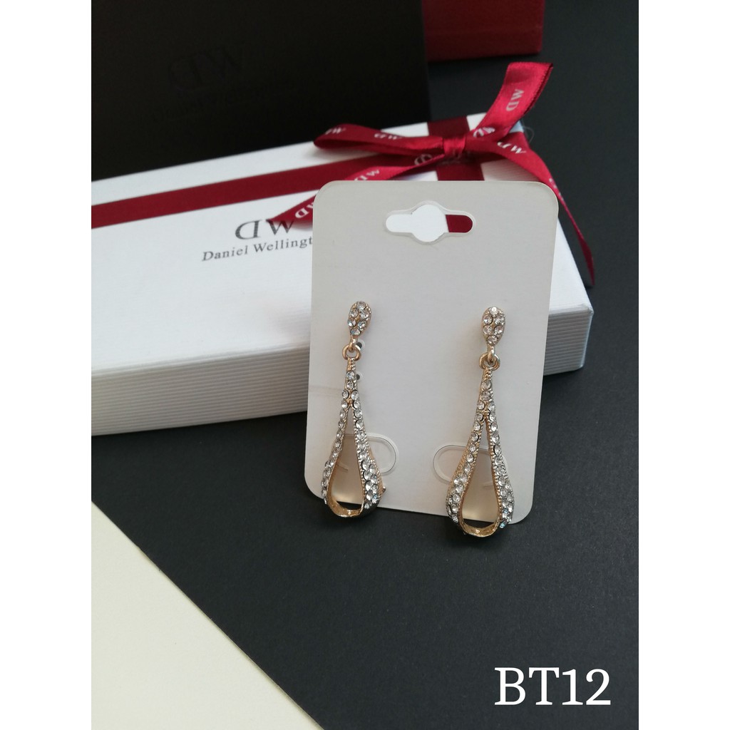 Bông tai đá zircon dây dài giọt nước BT12