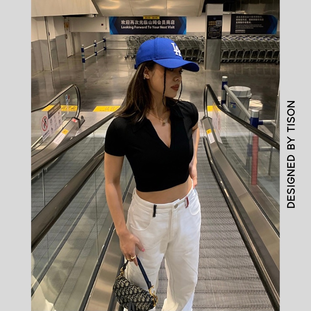 Áo Croptop POLO Nữ Kiểu Ôm Ulzzang Tison, Áo Phông croptop Nữ có cổ ngắn tay nhiều màu