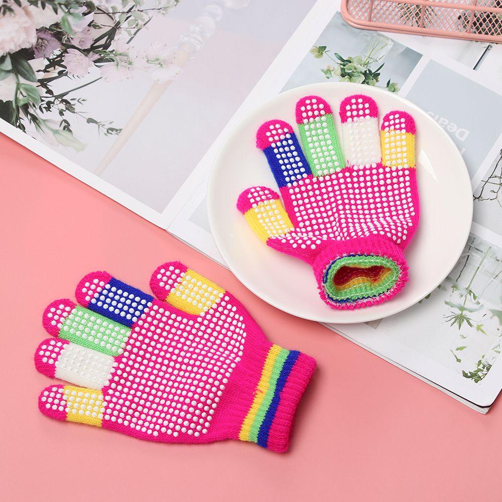 MIHAN1 Hot Non-slip Gloves Magic Anti-slip Rubber Knitted Boy Girl Ski Winter Stretch Warm Kids Children/Multicolor