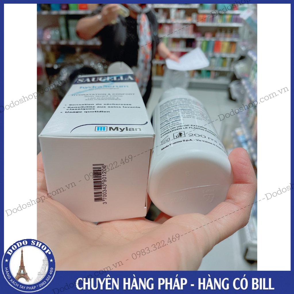 Dung dịch vệ sinh phụ nữ Saugella Hydraserum (xanh đen) cấp nước, dưỡng ẩm dành cho da khô, da kích ứng - dodoshop