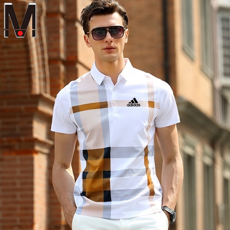 Áo polo Ngắn Tay Vải Cotton Kẻ Sọc Kiểu Công Sở Cá Tính Cho Nam