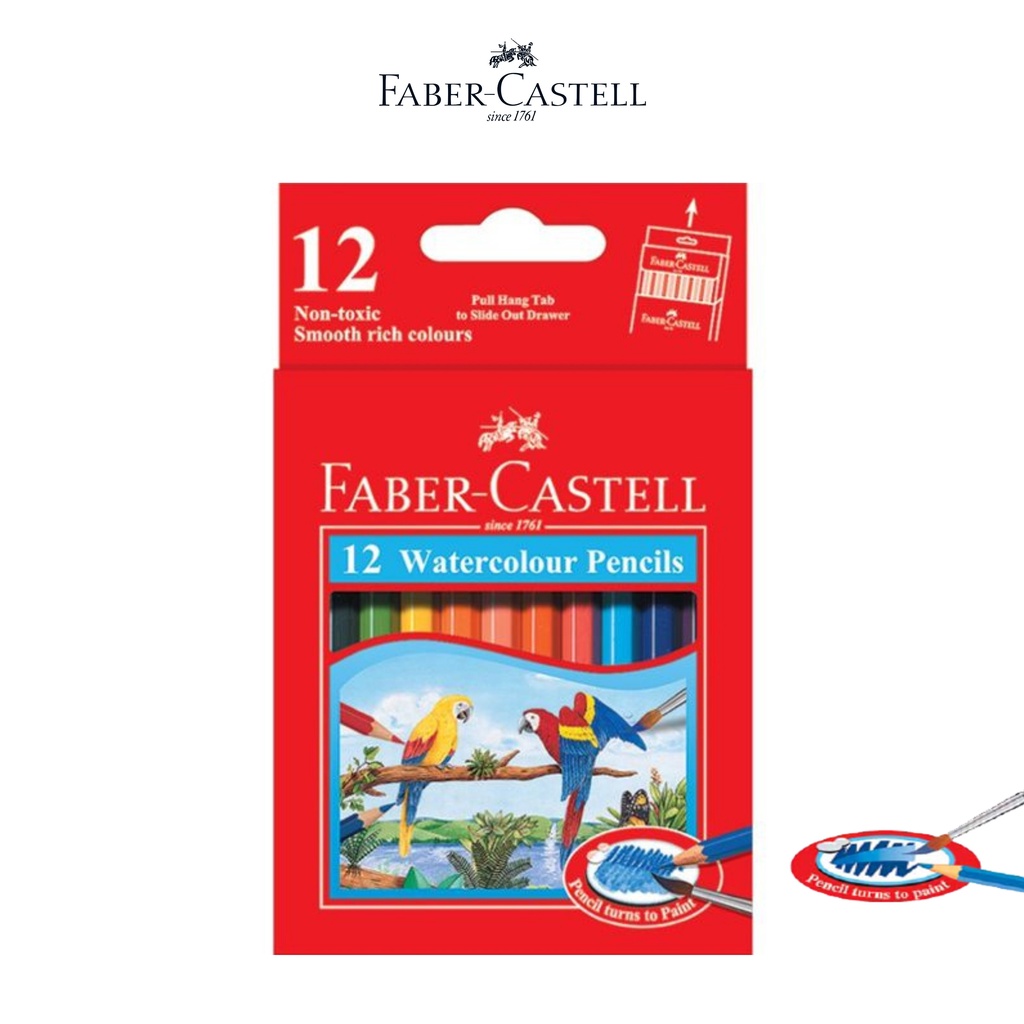 Chì Màu Nước Parrot Faber-Castell - 12 Màu Ngắn