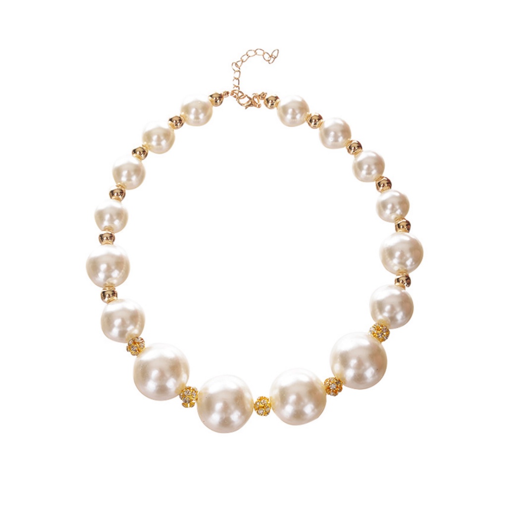 Vòng cổ Cô Dâu Đính Ngọc Trai Giả Cỡ Lớn Thời Trang