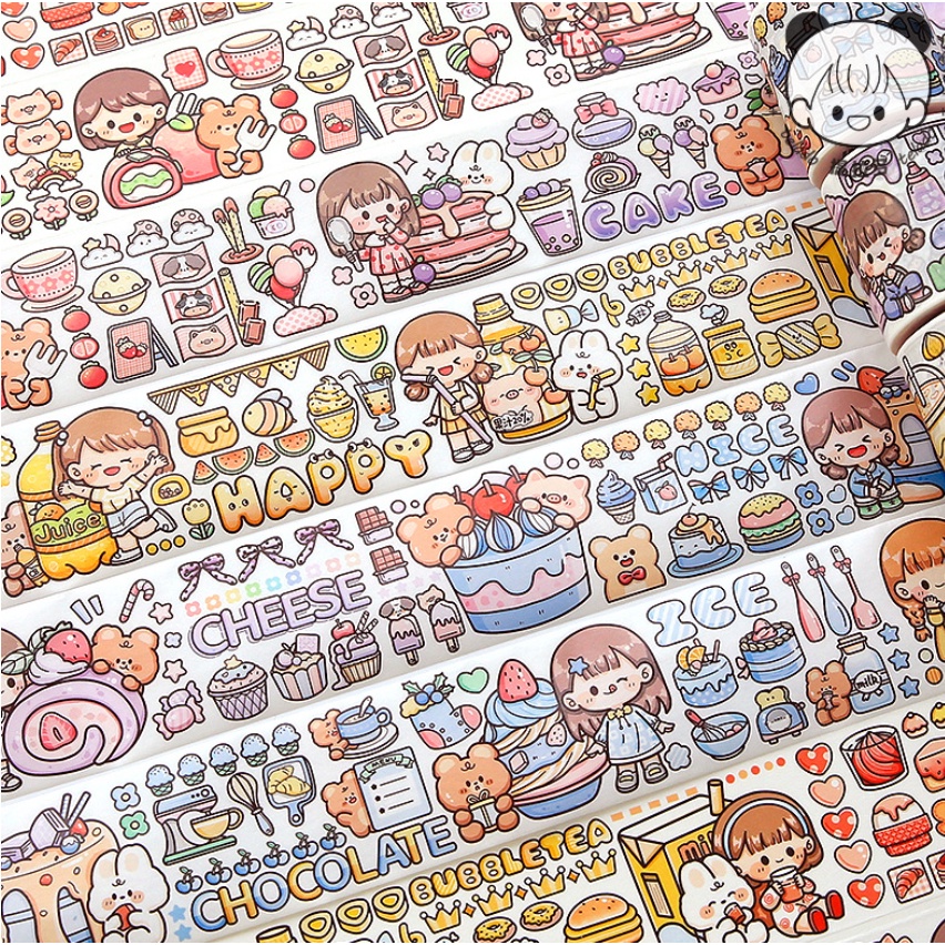 Cuộn washitape họa tiết DoDoJam siêu dễ thương, Băng giấy dán Telado trang trí nhật ký, Nhãn dán sáng tạo sổ tay xinh