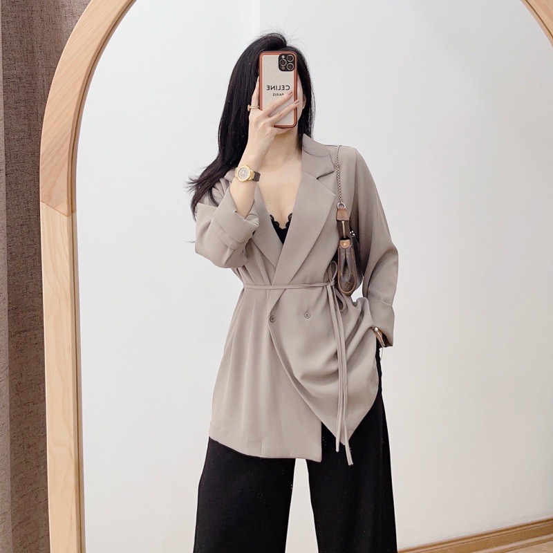 ( Ảnh thật ) A0421 Áo blazer xuông kèm đai | BigBuy360 - bigbuy360.vn