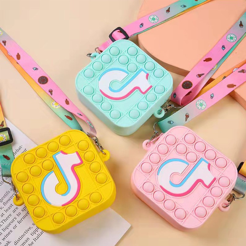 Túi Đeo Vai seng Pop It Bubble Silicone Nhấn Giảm Căng Thẳng Quà Tặng Cho Bé Gái