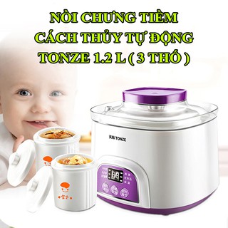 NỐI CHƯNG YẾN, NỒI NẤU CHÁO, NỒI NẤU GẠO LỨC, NỒI HẦM CANH ( Cách Thủy, Tự Động Tonze 1.2L - 3 Thố Sứ )