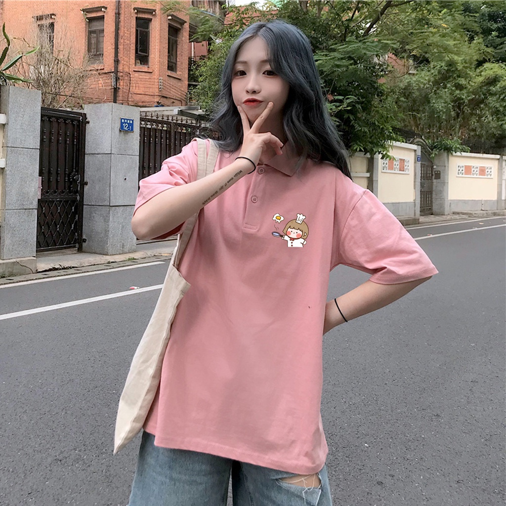 Áo Thun Cổ Trụ Polo IN HÌNH Couple Trứng Phông Unisex Nam Nữ Form Rộng Ulzzang Streetwear TTQ0005