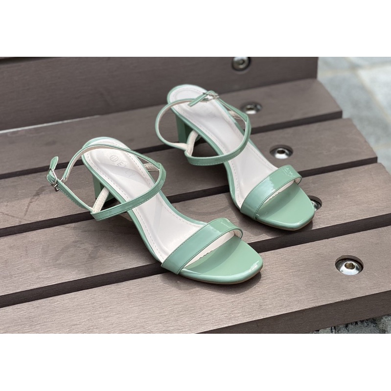 Giày sandal nữ  7 phân quai ngang phối dây mảnh Annmodels kiểu dáng bassic _A10X