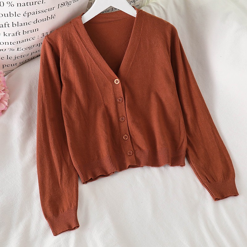 NUZIRO  Áo khoác cardigan dệt kim thiết kế đơn giản thời trang xinh xắn cho nữ