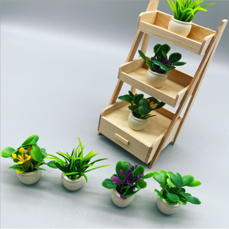 Mô hình chậu cây hoa mini trang trí nhà búp bê, bàn làm việc, tiểu cảnh, terrarium, DIY