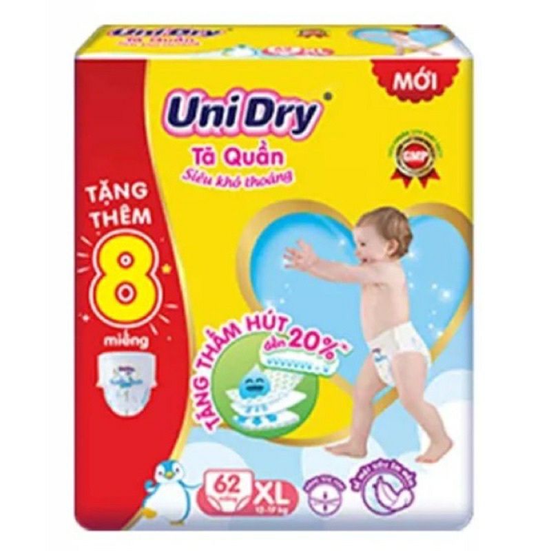🏰HCM 🏰 Tã quần Unidry có vạch chỉ thị thay tã M74+8 / L68+8 / XL60+10 / XXL54+10