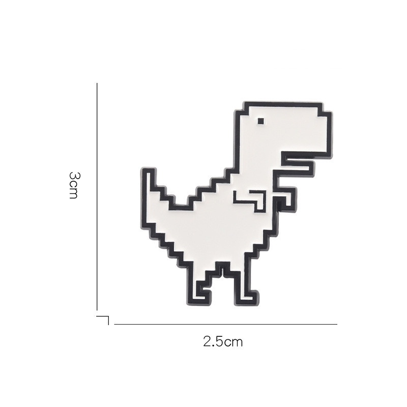 Ghim Cài Áo Hình Khủng Long Pixel Tráng Men Dễ Thương Cho Nữ
