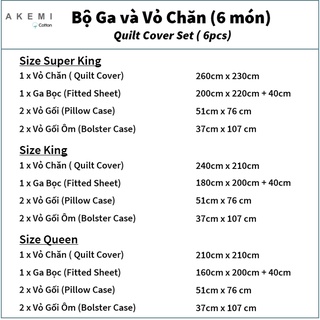 Bộ Ga và Vỏ Chăn Akemi Cotton Select Affinity - Sage Box (Queen Size), 6 món