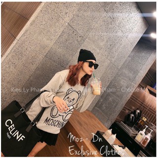 ÁO NỈ DA CÁ MOSCHINO GẤU XÁM