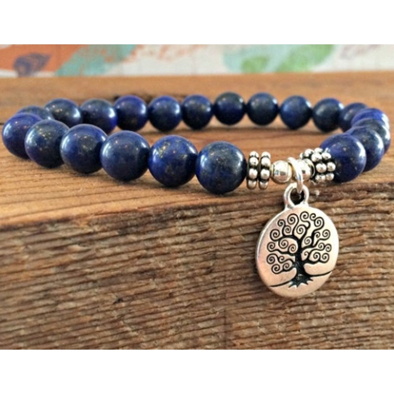 Vòng tay xâu hạt đá Lapis Lazuli thời trang chất lượng cao