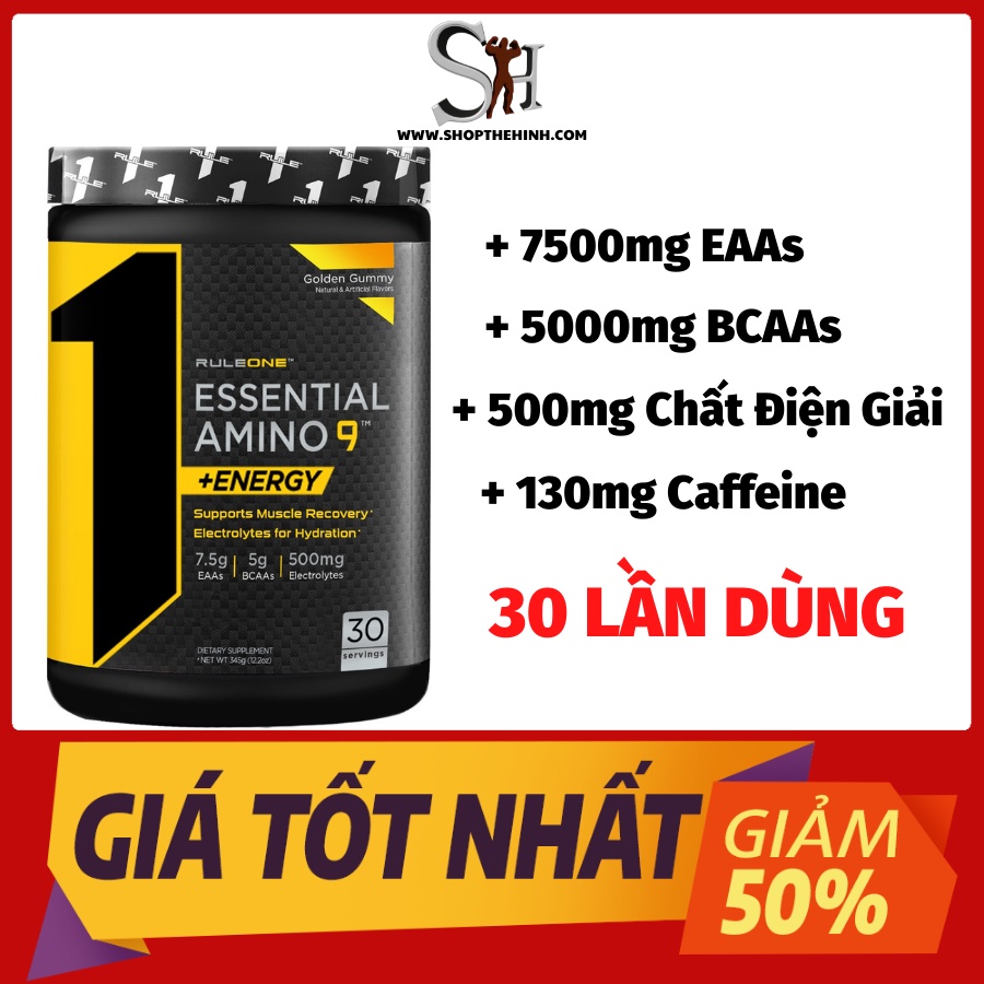 Phục Hồi Cơ, Chống Mất Cơ, Chống Nhức Mỏi Cơ, Phát Triển Cơ Bắp Rule 1 Essential Amino 9 EAA + Energy