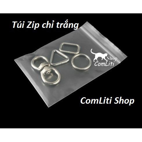 Túi Zip Chỉ Trắng (Viền Trắng) Loại Dày Size To Size Nhỏ