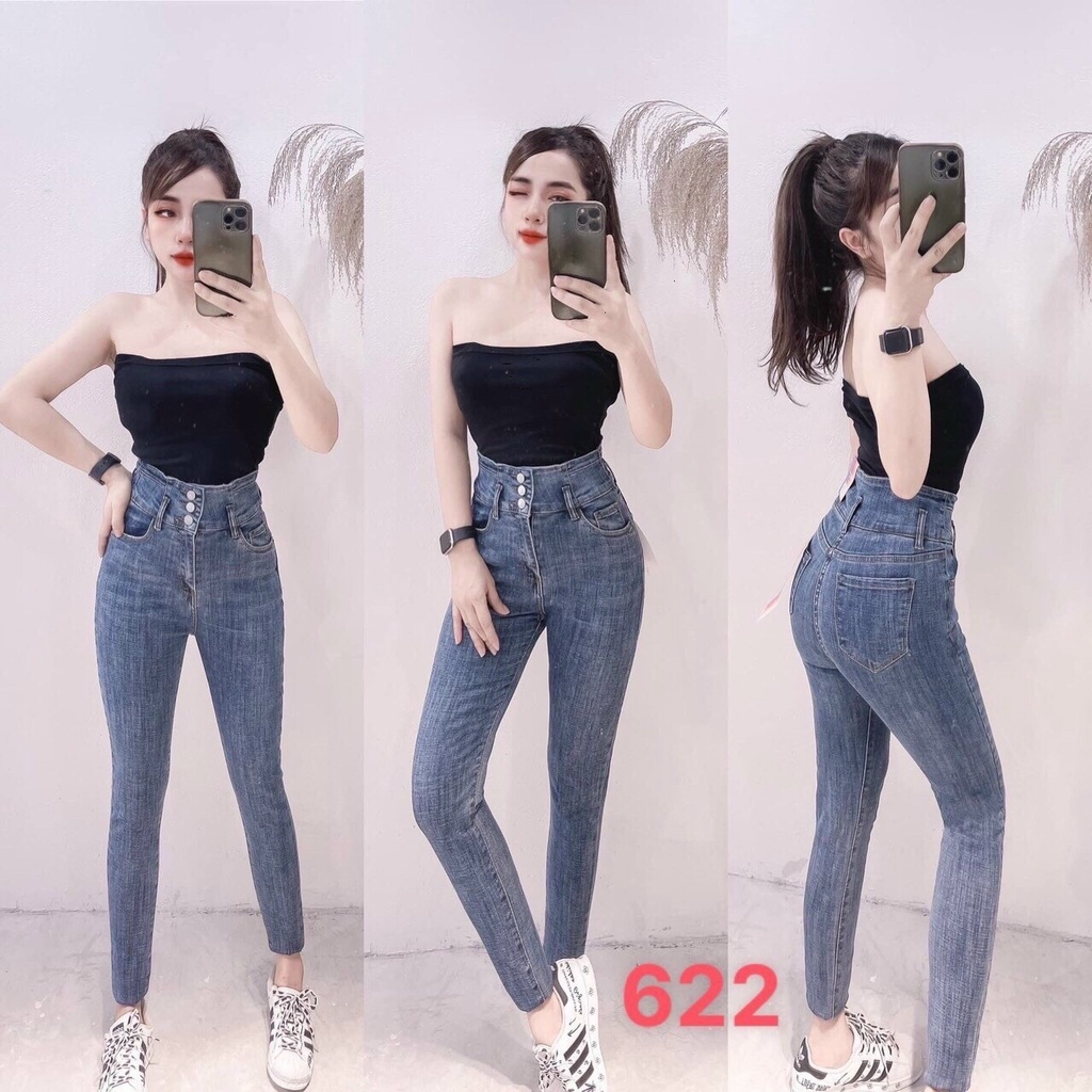 Quần Jean Nữ Lưng Cao, Quần Bò Nữ Cạp Cao Kiểu Mới Hot Trend 2021 King168 Store QJN622