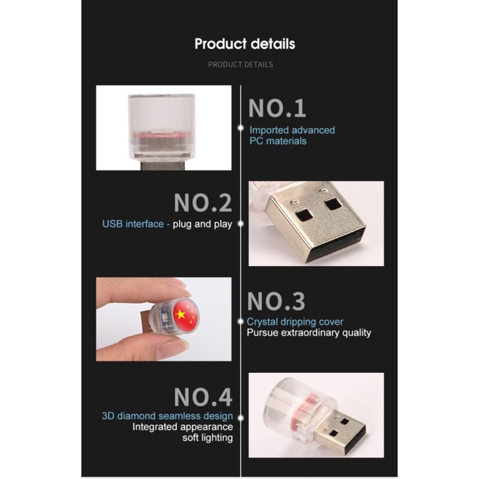 USB Bầu Không Khí Đèn Trang Trí Nội Thất Xe Hơi Khí Quyển Đèn Đọc Sách Led Usb Cho Ô Tô Nhiều Màu Sắc Đèn Xe Ô Tô Đa Năng Khí Quyển Sáng Cho xe BMW Audi Mercedes Benz Honda Toyota