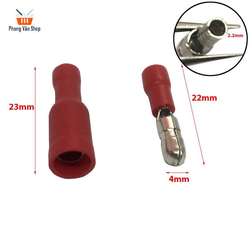 20 Đầu cos nối dây cách điện - đầu đạn Cái FRD1-156 - Đực MPD1-156